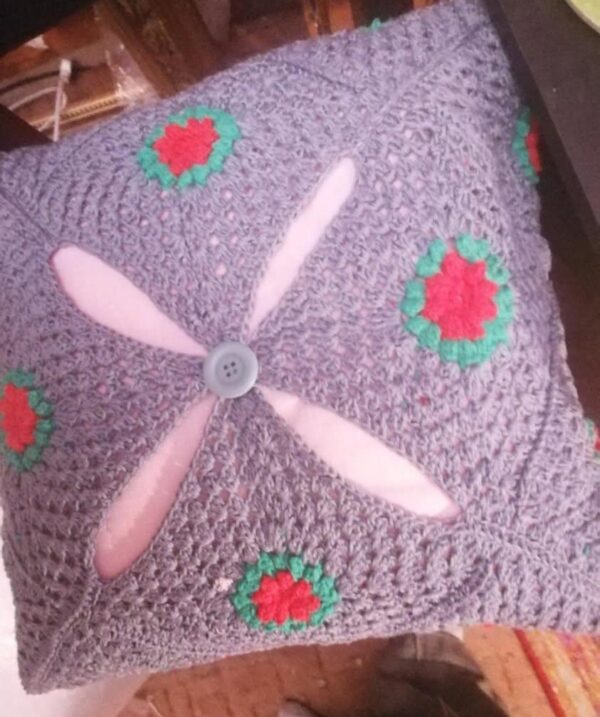 Knitted multicolored pillow case, Decorative pillow knitted cover - Image 2