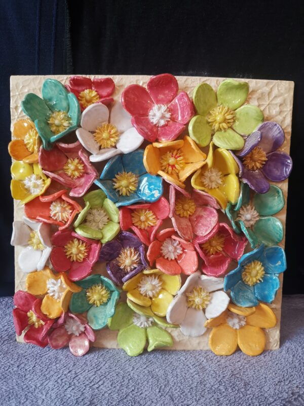 Wild flowers daisies ceramics panel - Image 5