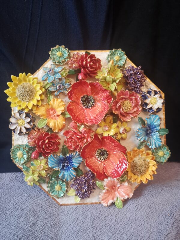 Poppies sunflower lilac wild flowers ceramic panel - Image 2