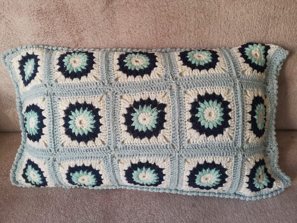 Pillow multicolored knitted case, Decorative pillow knitted cover, Cable knit pillow 40x60cm. - Image 2