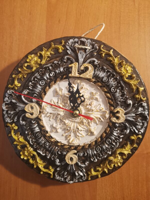 Baroque sculptural wall clock ceramics handmade. - Image 2