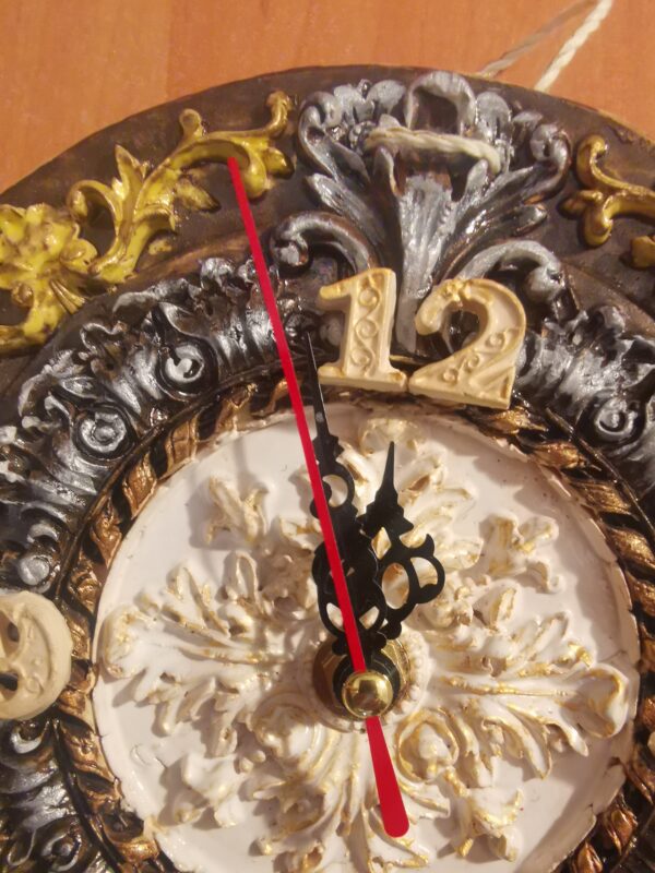 Baroque sculptural wall clock ceramics handmade. - Image 3