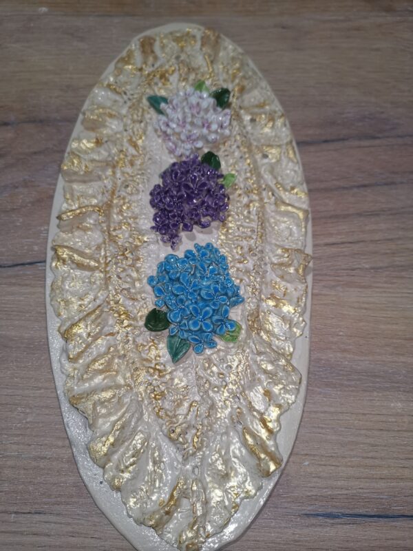 Lilac openwork  3D   ceramic plate,  handmade