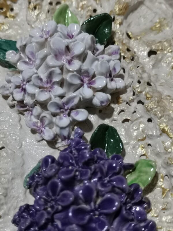 Lilac openwork  3D   ceramic plate,  handmade - Image 3