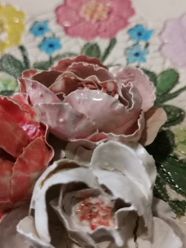 Ceramics plate 3D sculptural  thin flowers handmade. - Image 8