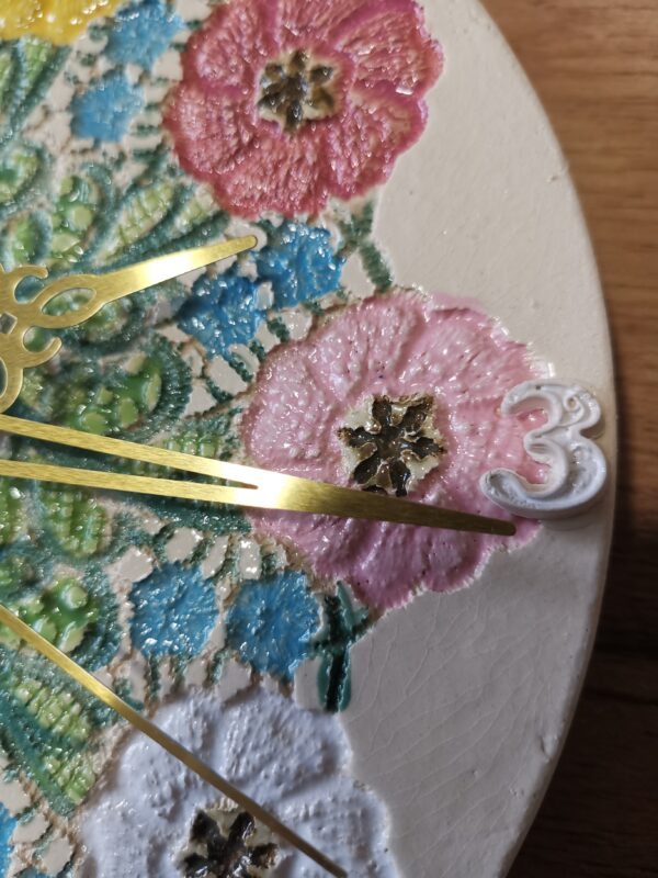 Wall clock Flowers ceramic  handmade. - Image 4