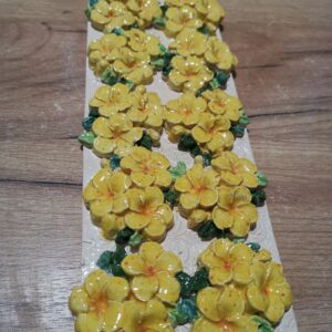 Flowers sculptural ceramic plate  handmade.