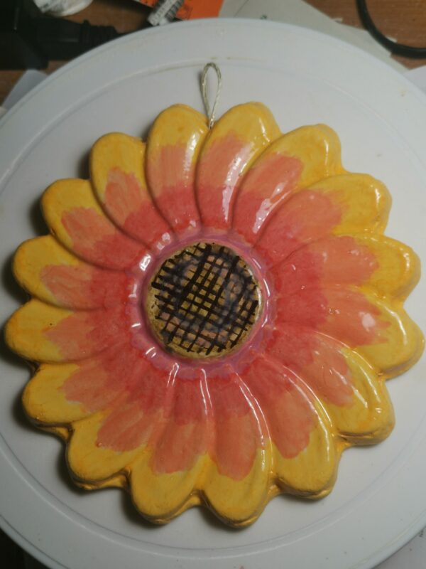 Sunflower ceramic panel, handmade. - Image 2