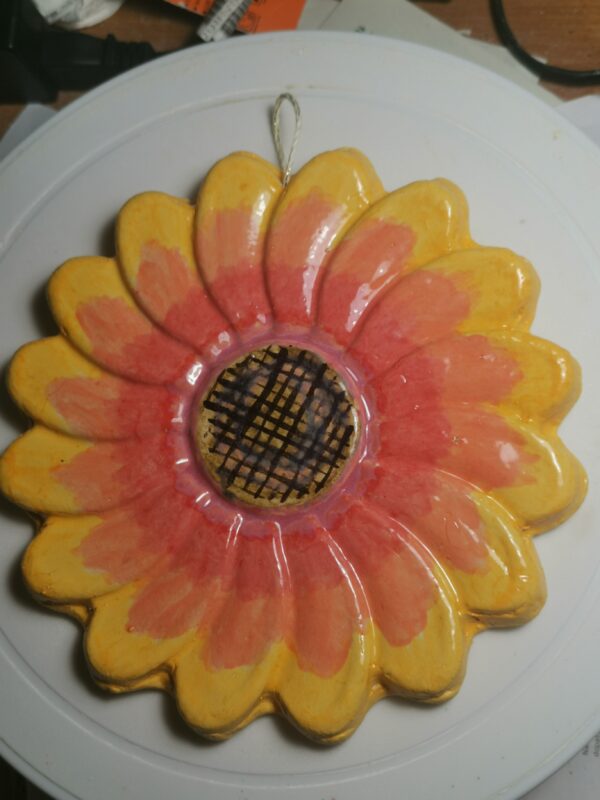Sunflower ceramic panel, handmade. - Image 4