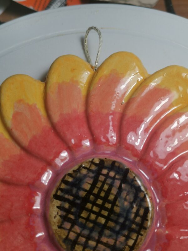 Sunflower ceramic panel, handmade. - Image 3