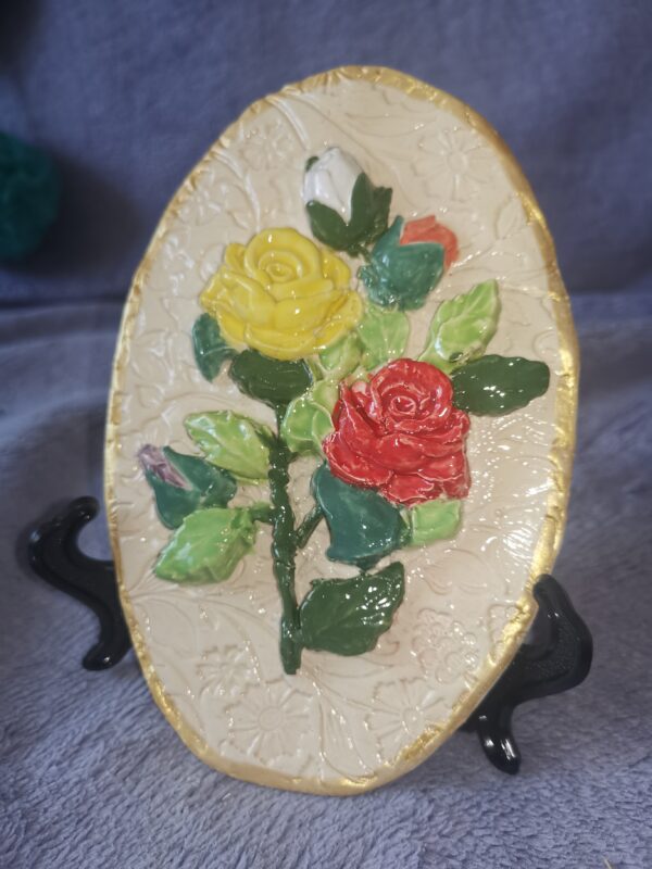 Roses sculptural ceramic panel, handmade - Image 2
