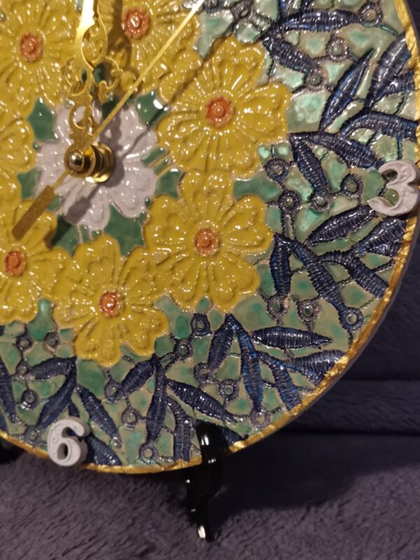 Wall clock painted  ceramic  handmade - Image 3