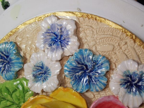Roses ceramic 3D sculpture plate handmade - Image 8