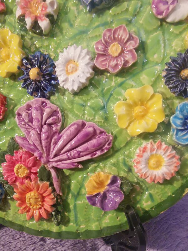 Ceramic butterflies and daisieswild sculptural flowers panel,  handmade,  Still life, color therapy. - Image 6