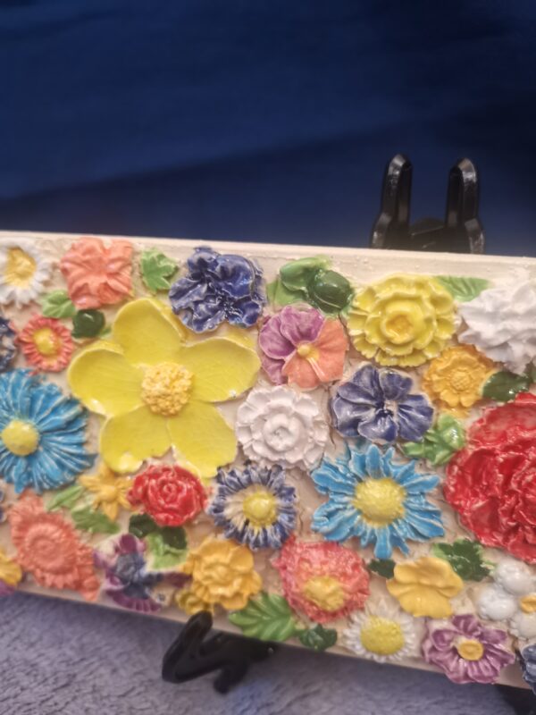 Flowers daisies  sculptural ceramic panel handmade - Image 8