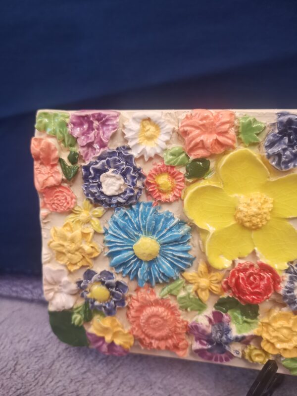 Flowers daisies  sculptural ceramic panel handmade - Image 7