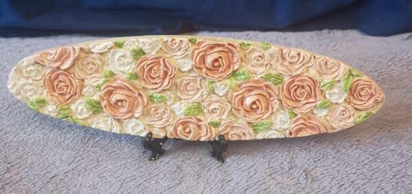 Pink roses sculptural ceramic panel, glamour  handmade - Image 5