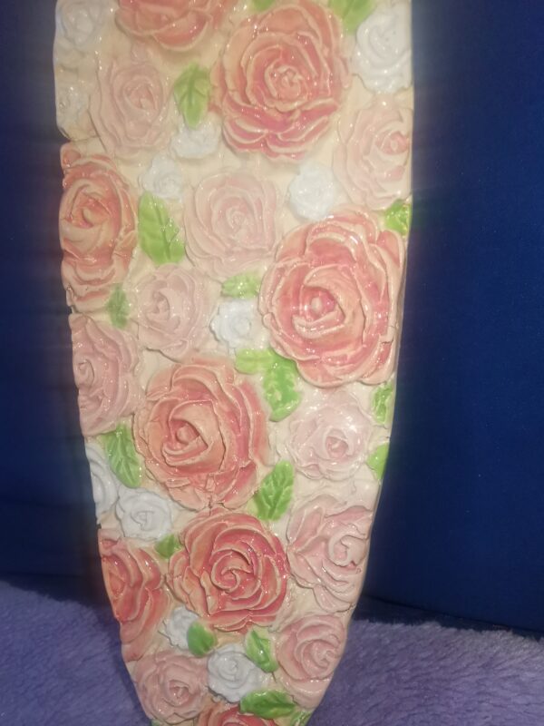 Pink roses sculptural ceramic panel, glamour  handmade - Image 7