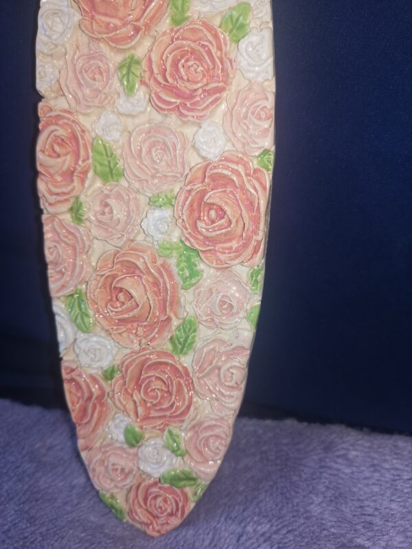 Pink roses sculptural ceramic panel, glamour  handmade - Image 8