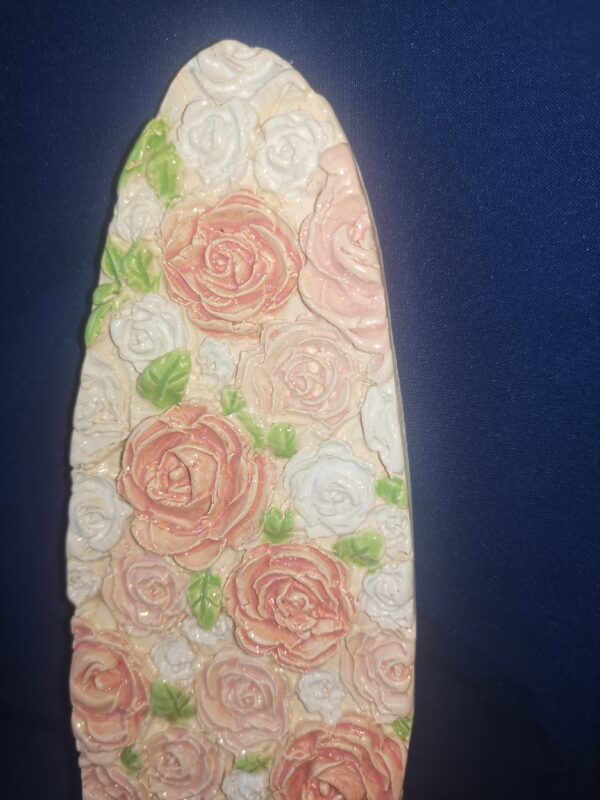 Pink roses sculptural ceramic panel, glamour  handmade - Image 4