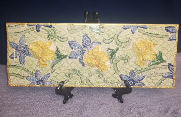 Irises ceramic sculptural panel, handmade. - Image 6