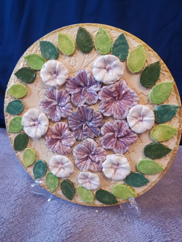 Daisieswild sculptural 3D flowers ceramic panel,  handmade, Still life.
