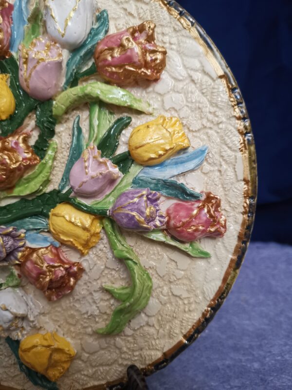 Tulips  wildflowers sculptural ceramic plate,  glamour, handmade, Bohemia - Image 8