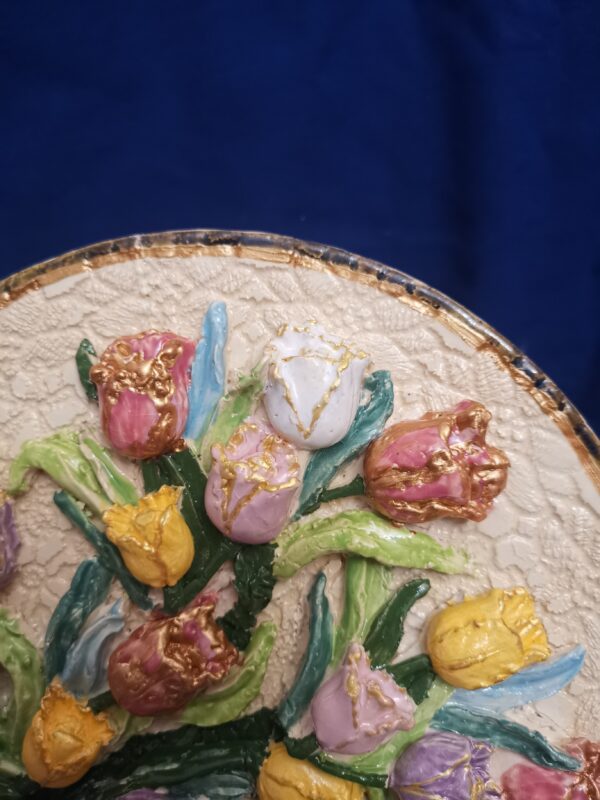 Tulips  wildflowers sculptural ceramic plate,  glamour, handmade, Bohemia - Image 10