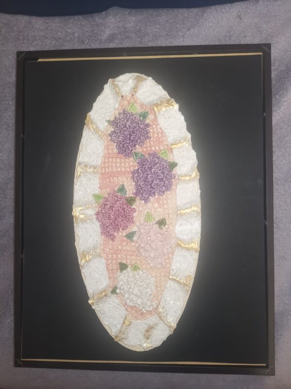 Lilac openwork sculptural ceramic plate handmade. - Image 2
