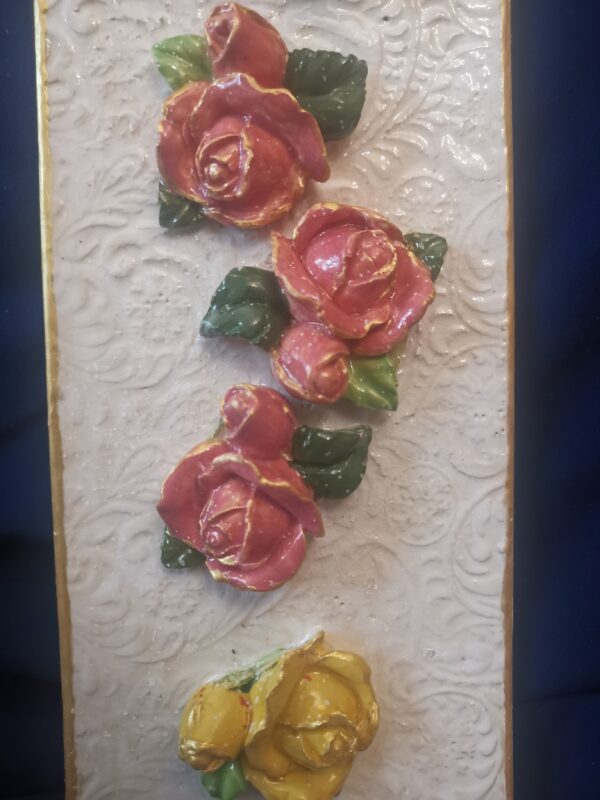 Roses sculptural rectangular ceramic plate,  handmade. - Image 2