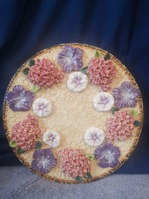 Lilac and daisieswild sculptural flowers ceramic plate  handmade. - Image 5