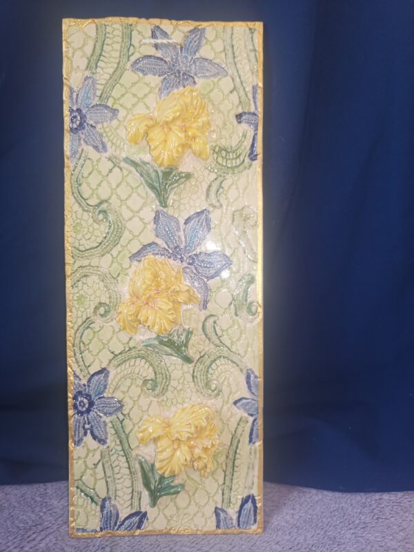 Irises ceramic sculptural panel, handmade. - Image 2