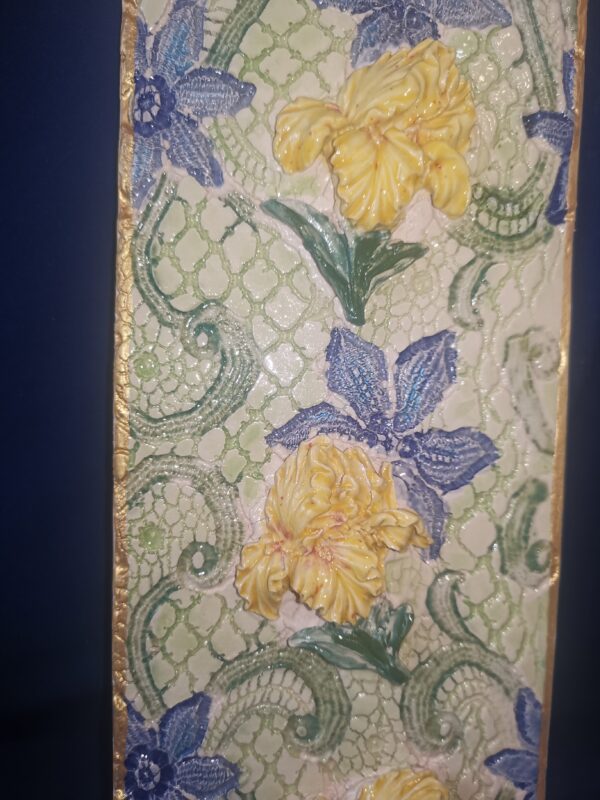 Irises ceramic sculptural panel, handmade. - Image 5