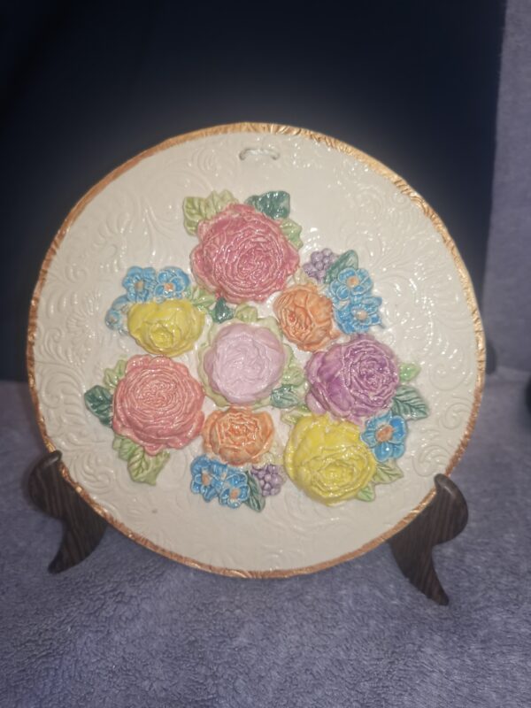 Roses sculptural Ceramic plate handmade - Image 6