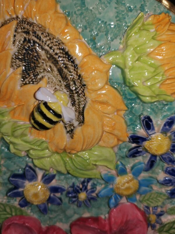 Sunflower daisieswild flowers bees and ladybugs  ceramic panel - Image 4