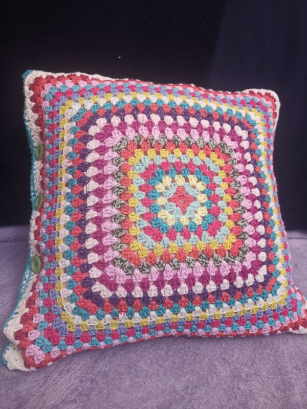 Pillow colored knitted cover, Knitted multicolored pillow case, Decorative Cable knit pillow 16” x 16” (40 х 40 cm) - Image 2