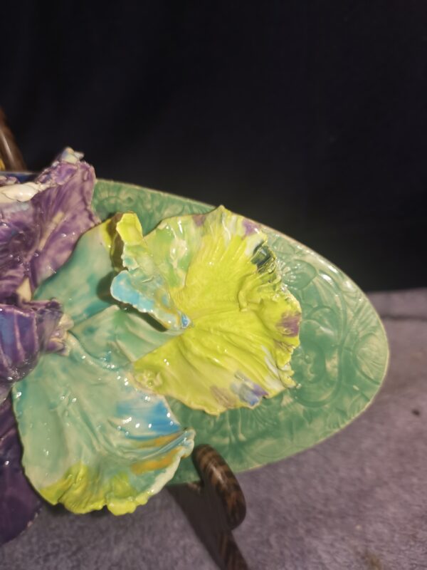 Abstract Irises 3D Sculptural  ceramic panel , Irises bouquet - Image 9