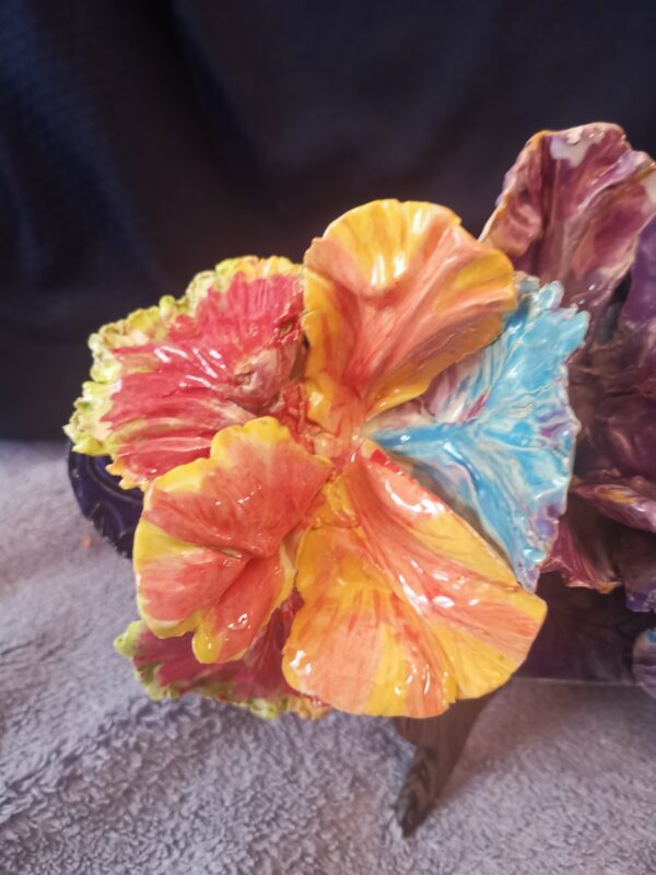 Abstract Irises 3D Sculptural  ceramic panel , Irises bouquet - Image 5