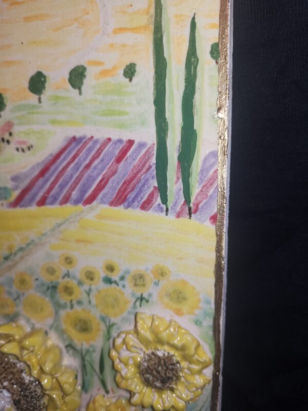 Tuscany painting sunflowers 3D ceramic plate handmade - Image 5