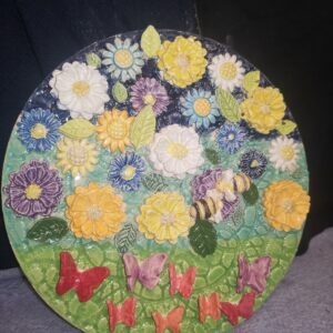 Wild flowers Butterflies and bees ceramic panel