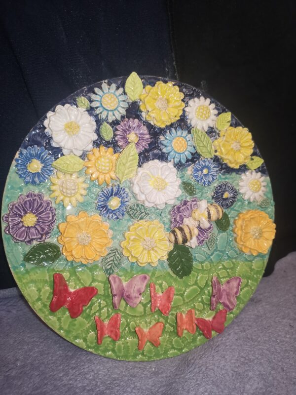 Wild flowers Butterflies and bees ceramic panel