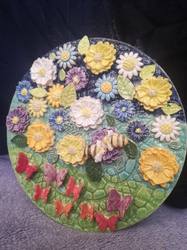 Wild flowers Butterflies and bees ceramic panel - Image 2