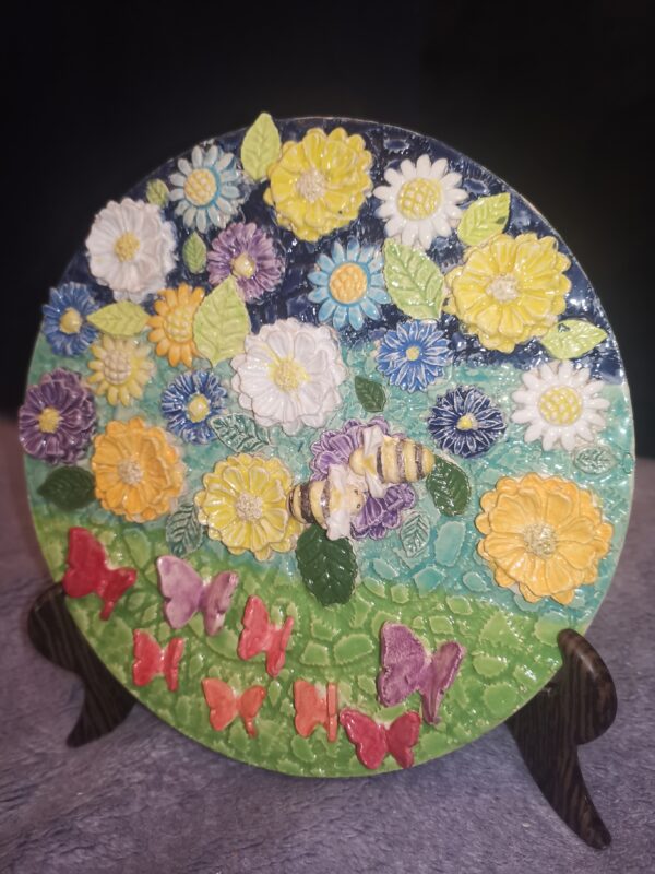 Wild flowers Butterflies and bees ceramic panel - Image 4