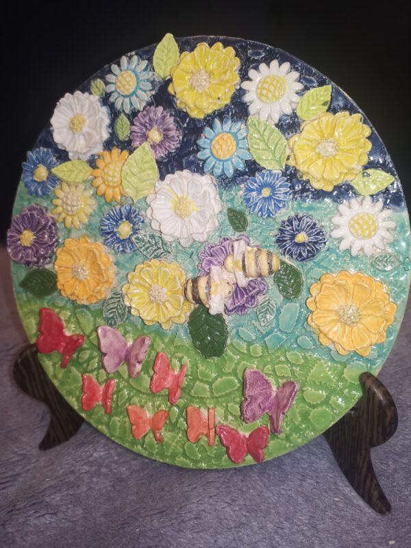 Wild flowers Butterflies and bees ceramic panel - Image 3