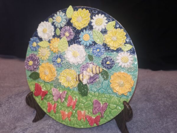 Wild flowers Butterflies and bees ceramic panel - Image 7