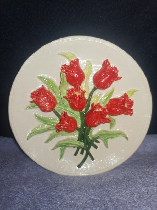 Tulips sculptural  ceramic plate  handmade - Image 2