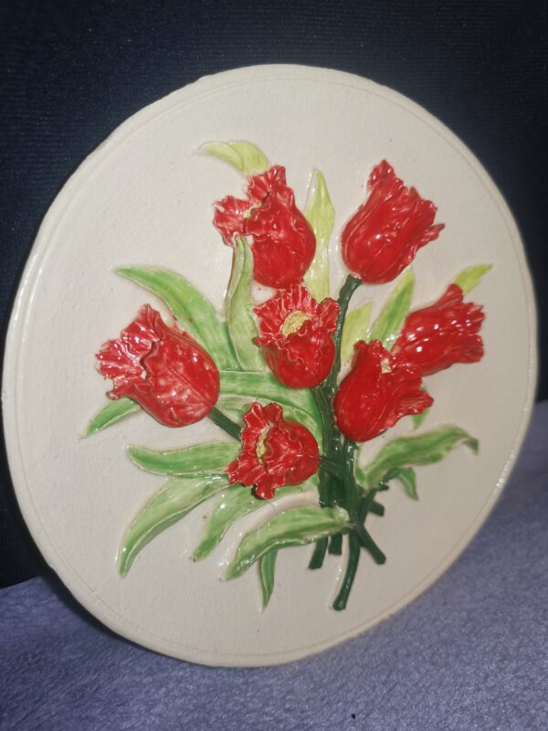 Tulips sculptural  ceramic plate  handmade - Image 8