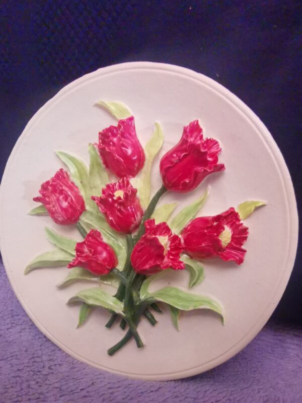 Tulips sculptural  ceramic plate  handmade - Image 7