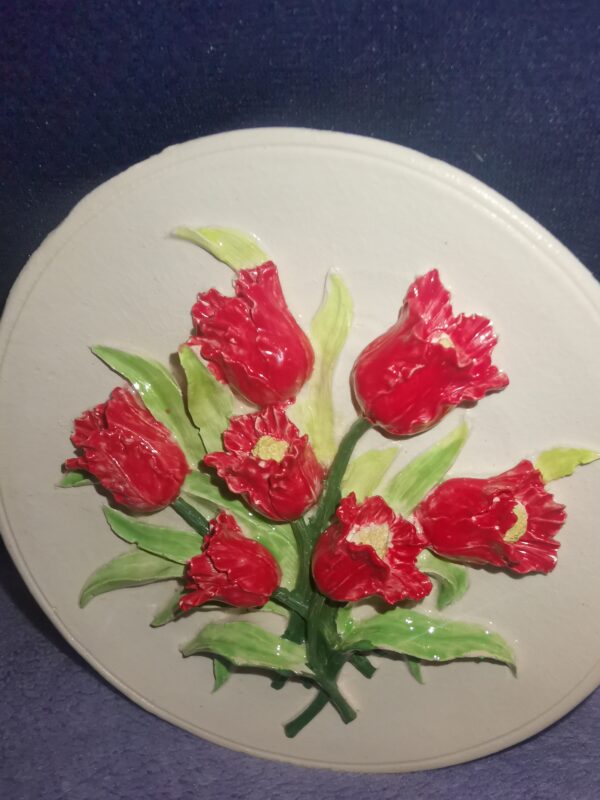 Tulips sculptural  ceramic plate  handmade - Image 5