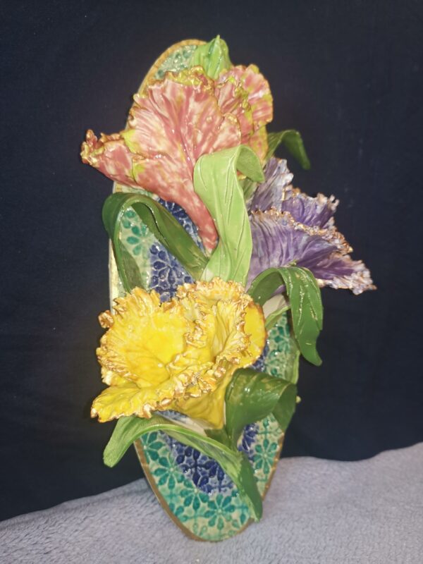 Irises 3D sculptural ceramic panel, size 6x10.6 inch - Image 3